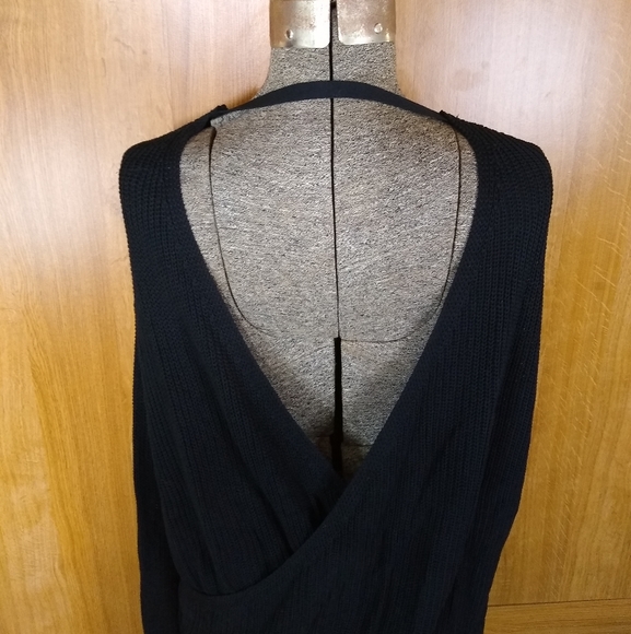 NUDE apparel black knit crossover deep plunge sweater - Picture 3 of 9